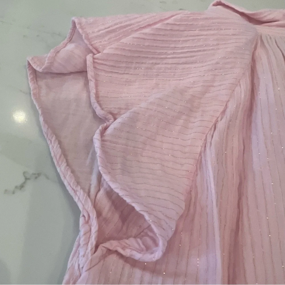 GAP Women’s Pink Button-Up Blouse with Ruffle Sleeves - Picture 14 of 15